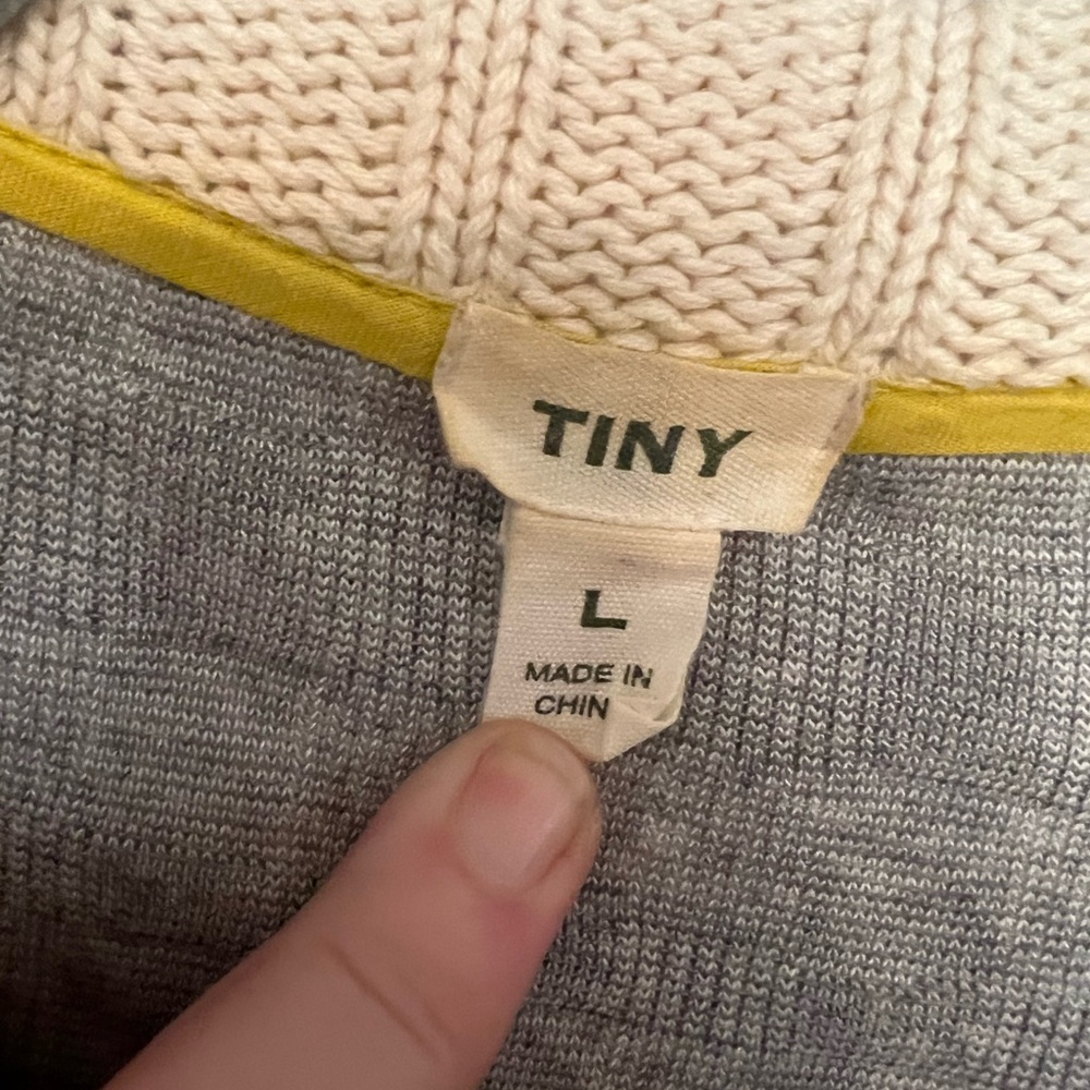 Anthropologie Tiny grey + cream open closure cardigan in grey + white in L - Picture 6 of 6